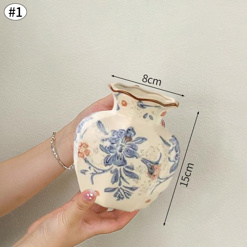 Vintage Ceramic Vases Blue and White Porcelain Vase Living Room Decorative Vase Ceramic Flower Vases for Home Decor Centerpieces