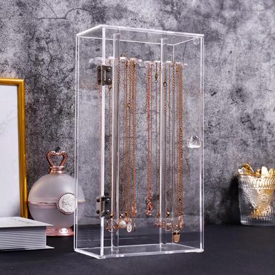 Rotating Acrylic Necklace and Bracelet Display Stand with 24 Hooks