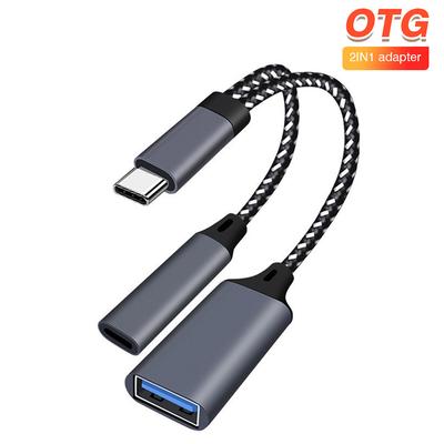 Zwei-in-Eins OTG USB-Kabel mit PD-Ladeadapter Typ C auf USB A Adapter mit PD-Laden 2 Ports Für IOS 13 für iPhone Samsung
