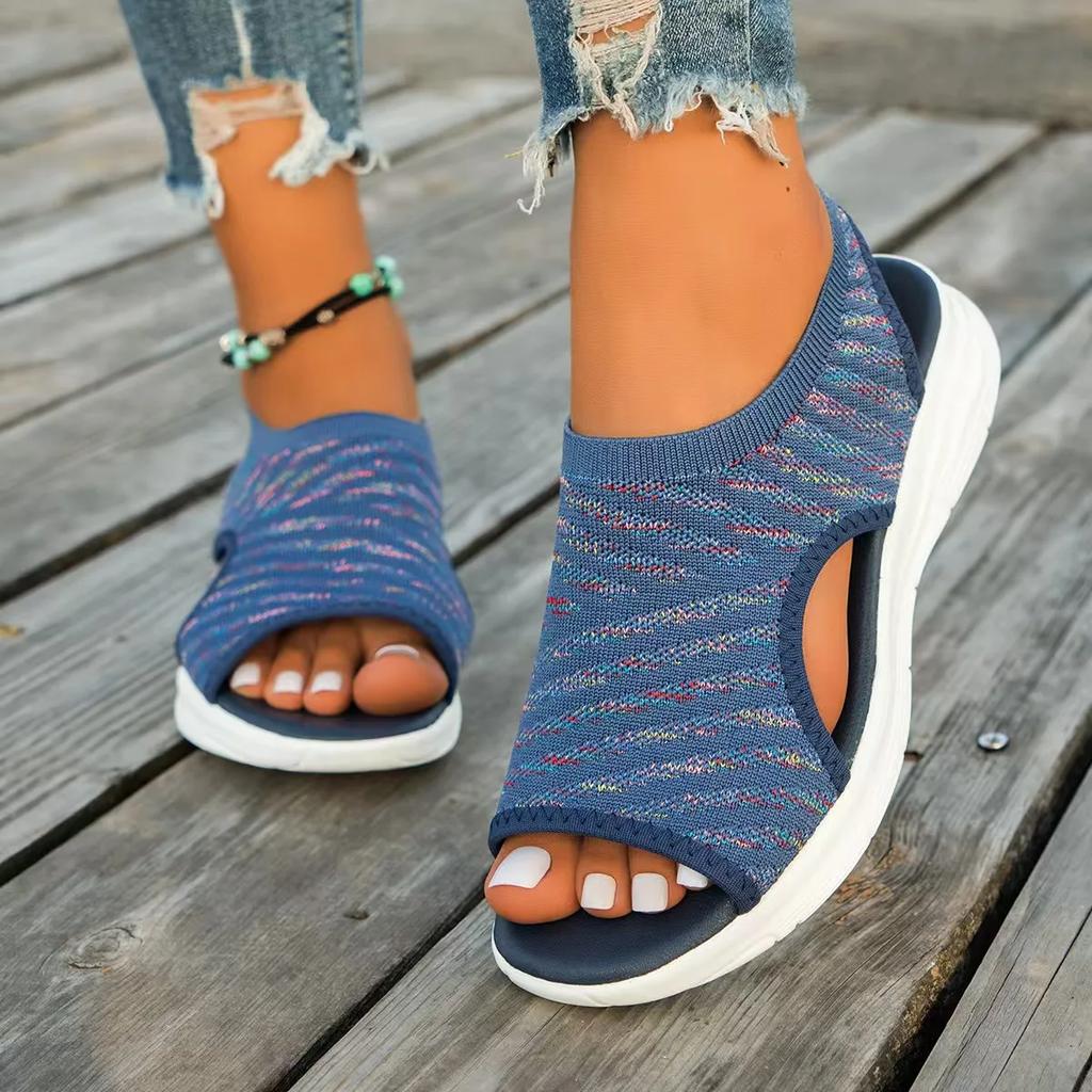 Fashion Plus Size Women Summer New Mesh Fish Platform Sandals Sandalia Feminina Open Toe Wedge Sandals Ladies Light Casual Sport Sandals
