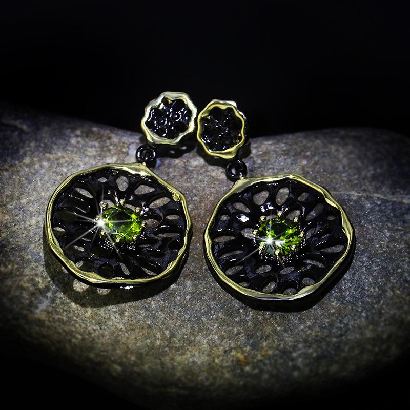 High-quality Black Gold Cubic Zirconia Ladies Earrings-Anniversary Gift-fashionable and Versatile