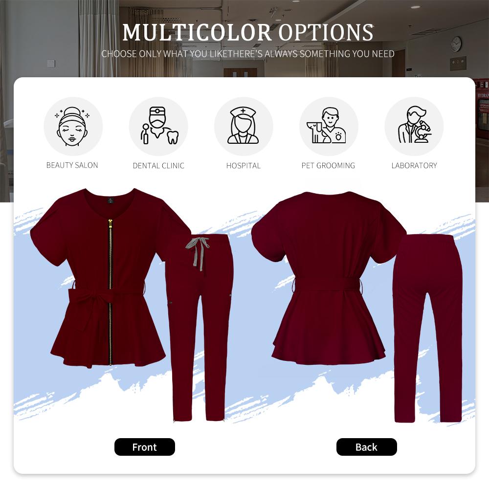 Beautician Work Set Pet Clinic Medical Uniforms Short Sleeved Nurse Scrub Set Medical Women Uniform Operating Room Suit Overalls