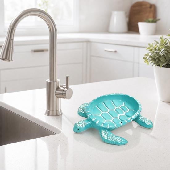 Turtle Soap Box, with Drainable Design, Resin Tortoise Soap Dish, Durable Decorative Soap Saver for Bathroom Kitchen Countertop