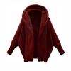 Moda Donna Giacca Felpa Larga Retro Calda Tinta Unita Manica Lunga con Cappuccio Larga in Pile di Peluche