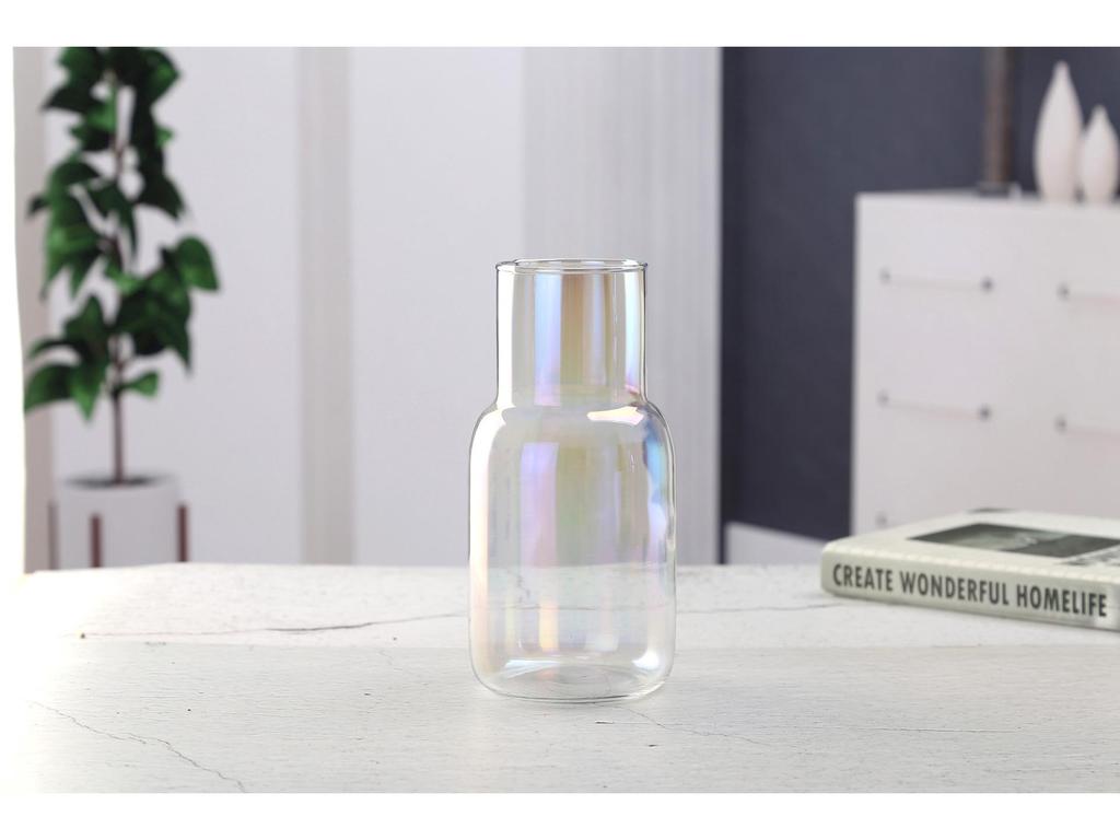 Transparent Minimalist Glass Vase for Office Decoration with Fresh or Dried Flowers