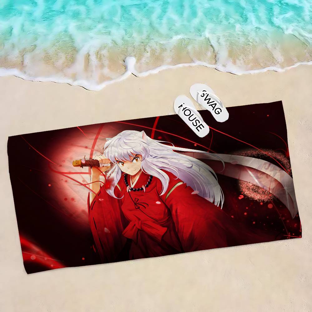 Japanese Anime Inuyasha Big Microfiber Beach Towels Quick Dry Towel Sand Beach Towels Pool Towel for Travel Swim Pool Yoga