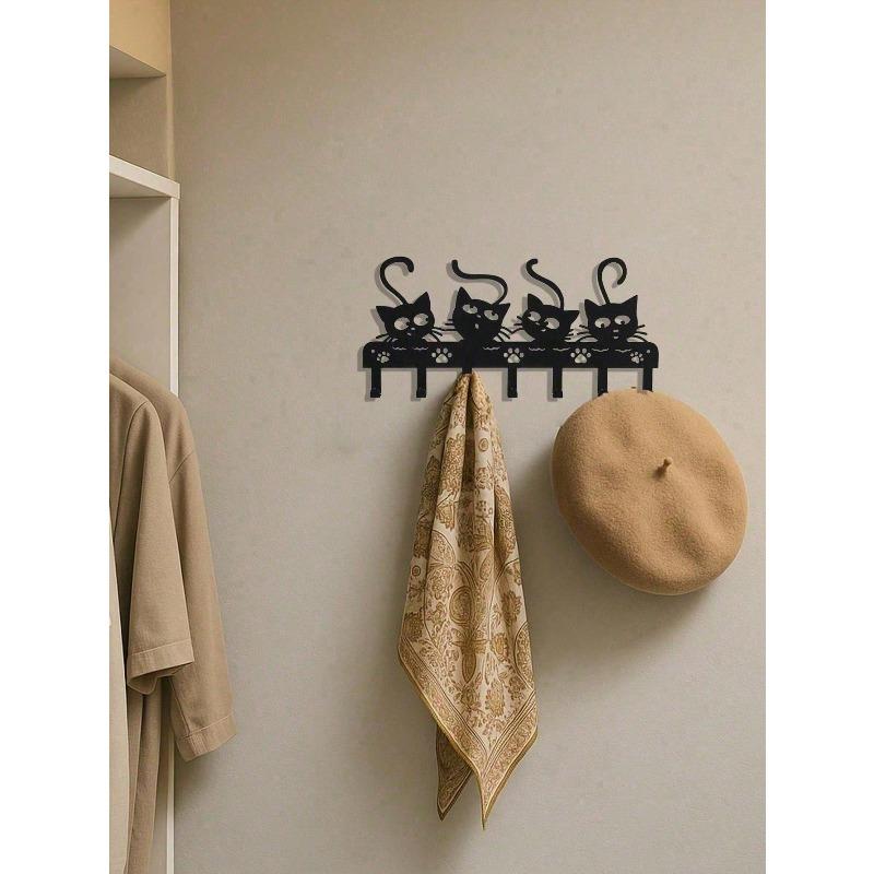 Cat Key Holder 7 Hooks Wall Mount Rustproof Home Decor Gift for Cat Lovers