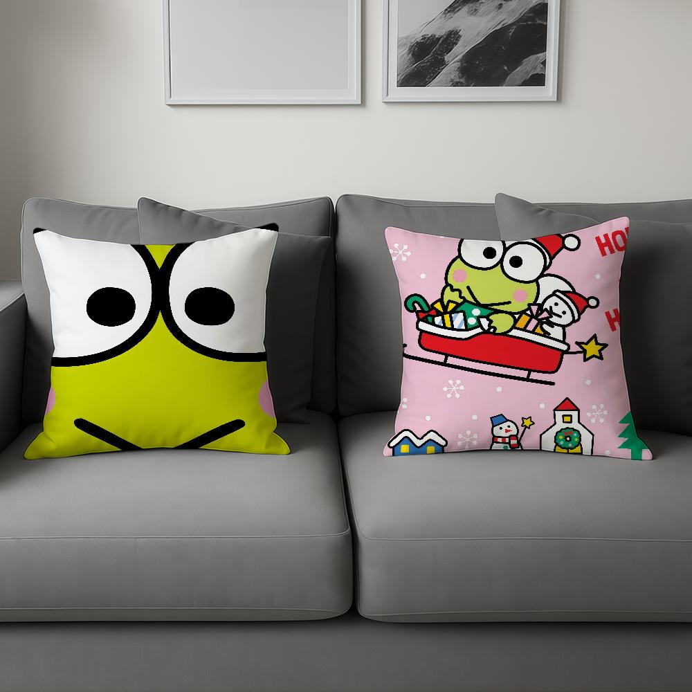 Cushion Cover Green Cartoon Soft Pillow Sro Case For Sofa Kawaii Living Room Home Frog Office K-Keroppi Decor Protective Covers