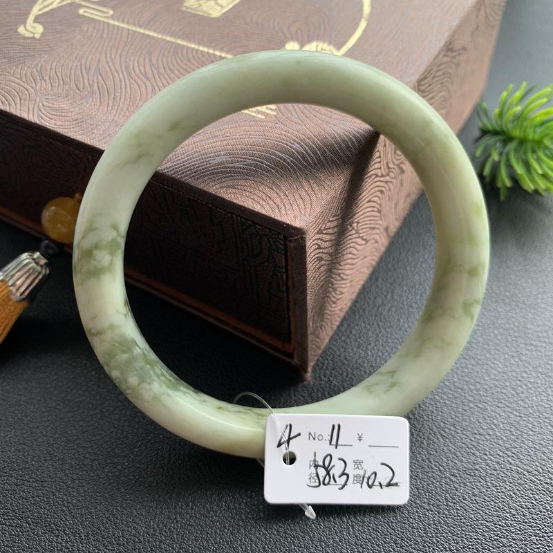 A4 Emerald Green Hetian Jade Bracelet with Floral Design