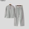 INCERUN Conjuntos de Dos Piezas para Hombre Cuello Alto Manga Larga Costuras Sudaderas Pantalones Largos Conjuntos Deportivos