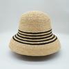 Vintage French Elegant Hepburn Bell Lafite Grass Basin Hat Women'S Summer Shade Sun Protection Beach Straw Hat Fisherman'S Top Hat