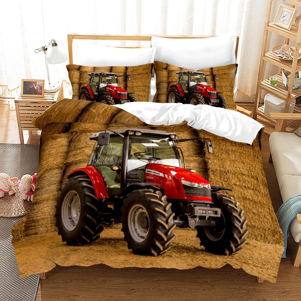 Bedding Three-Piece Set 3D Digital Printing Cool Tractor Series Bedding Three-Piece Set