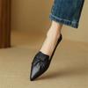 Fashion New Spring Genuine Leather Women Shoes French Retro Pointed Toe Women Pumps Bow Loafers Shoes for Women Low Heel Ladies Shoes