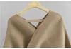 Korean Petite V-Neck Off-Shoulder Knit Two-Piece Set for Women - Autumn/Winter