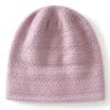 Soft waxy cashmere, autumn and winter new women's solid color jacquard crimped headhat, warm ear protection knitted hat
