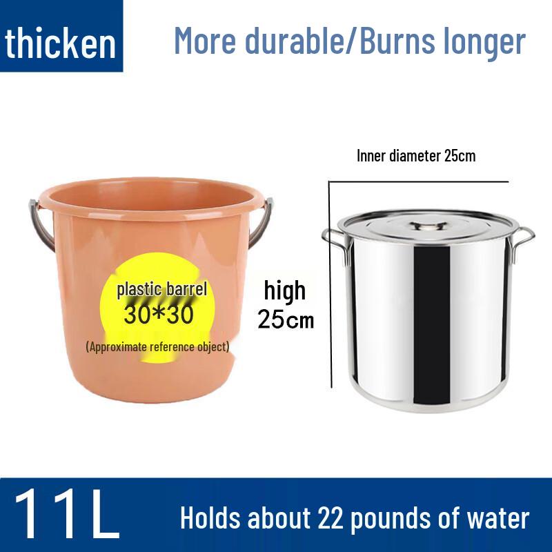 Bingyue 11L Edelstahl Rundtopf mit Deckel