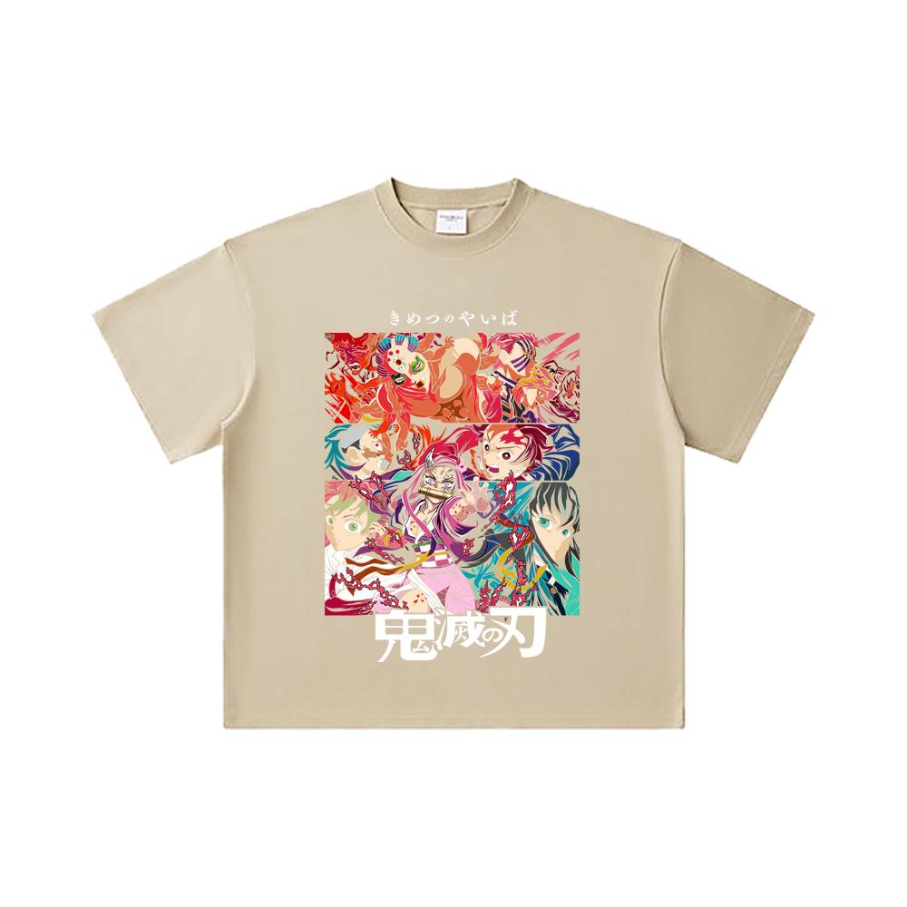 260 GSM Double Yarn 32 Count 100% Cotton Demon Slayer V26 Print Unisex Heavy Cotton T Shirt