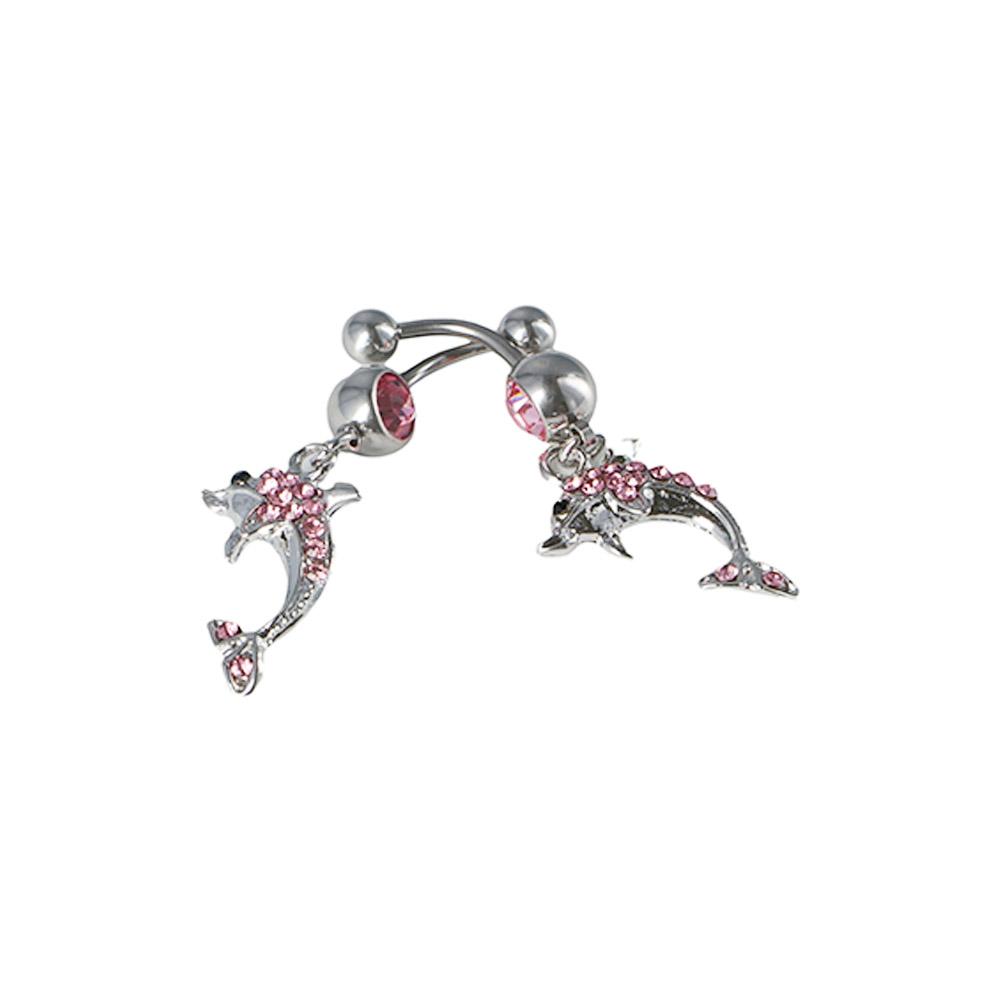 Rhinestone Dolphin Belly Button Ring Zinc Zinc Alloy Personalities Body Piercing