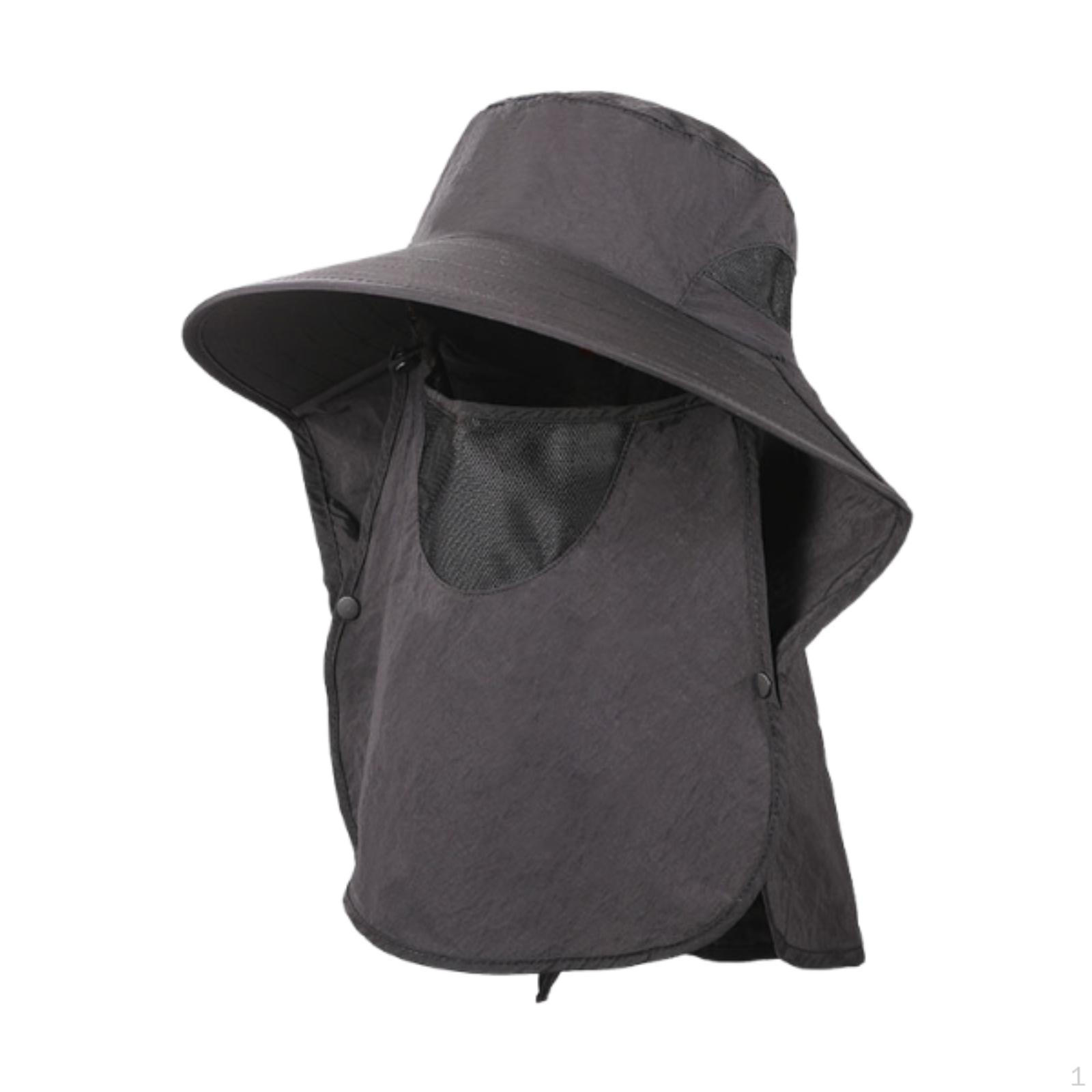 

Fishing Hat with Neck Flap Bucket Hats Sun Protection Cap for Backpacking Cycling чорний