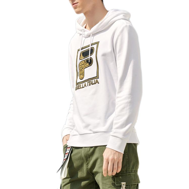 Fila Logo-Aufdruck Kordelzug Hoodie Herren Oberteile Weiß F11M018206F-WT