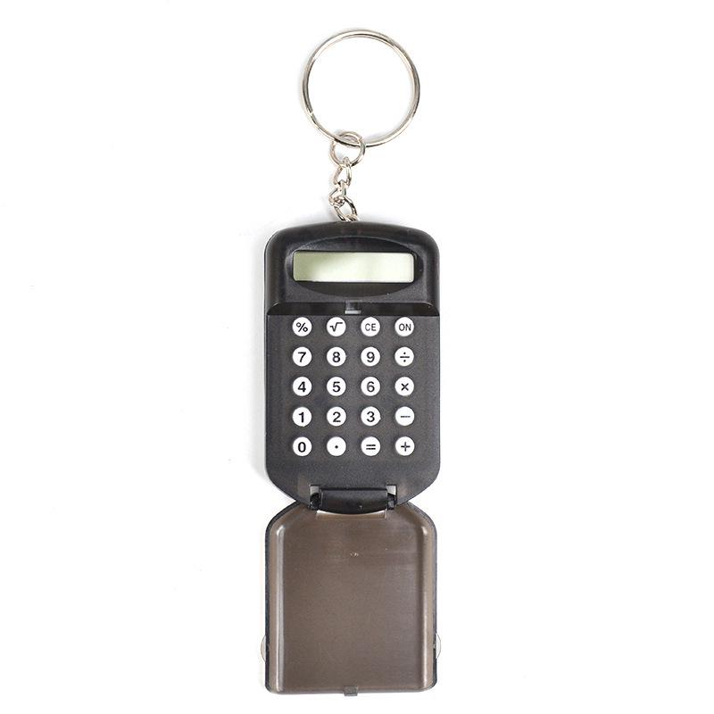 Mini Transparent Flip Calculator Keychain - Portable Creative Pocket Calculator for Students