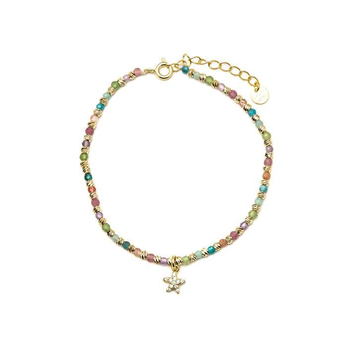 Bracelet - Luxenter - Star - Argent 925 - Or jaune 18k - Cristaux multicolores