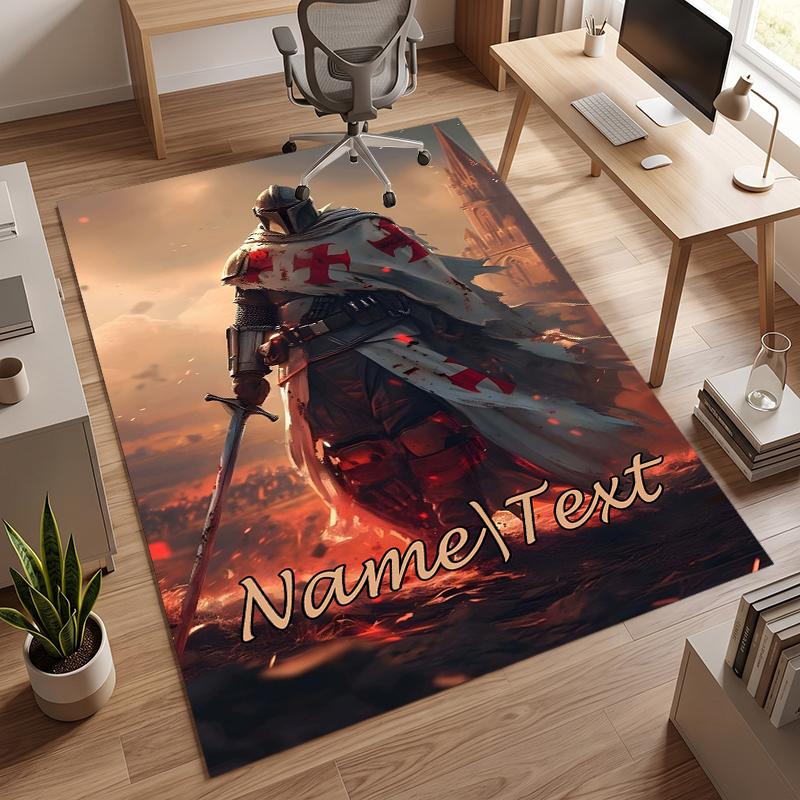 Medieval Knight (5) Personalized Name Office Carpet Stylish Decor for Living Room Bedroom Kitchen