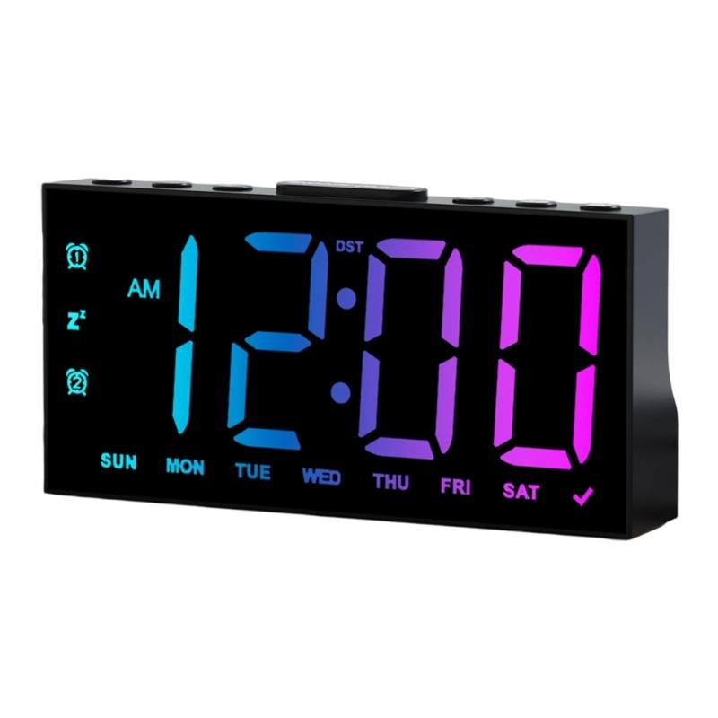 Modern Quiet Desk Clock With Bright LED Display Snoozes DST Function And Energy Efficient Design Two USB Charging Port