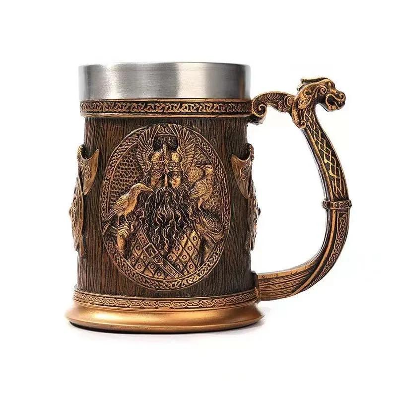 Vintage stainless steel Viking 3D medieval warrior mug, personalized beer and coffee cup, bar decoration and daily gatherings