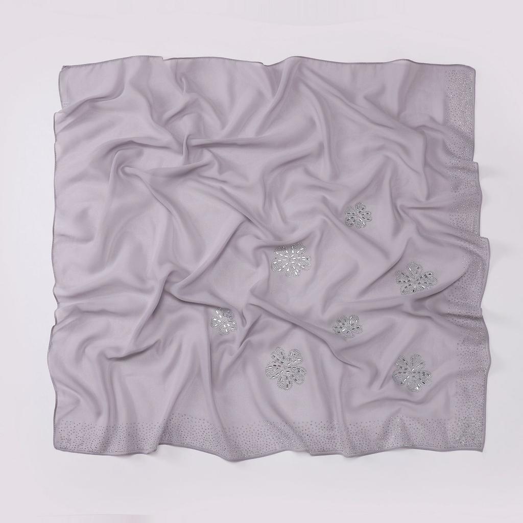 Women S Floral Rhinestone Chiffon Square Scarf For All Seasons