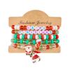 Handmade Soft Clay Beaded Christmas Bracelets Sets for Women Men Enamel Xmas Tree Bell Santa Snowflake Bracelets Trendy Jewelry