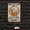 Metal Wall Poster Retter Die Welt German Beer Vintage Bar Decor