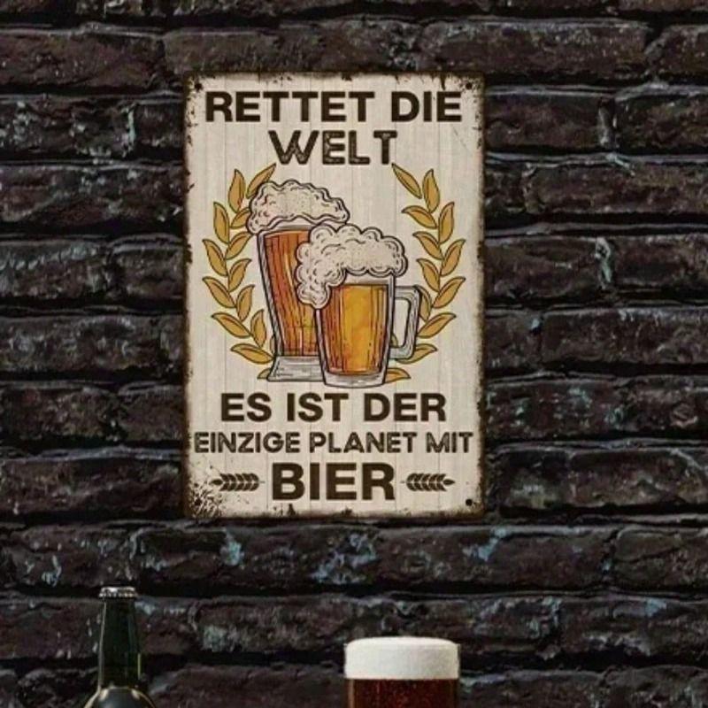 Metal Wall Poster Retter Die Welt German Beer Vintage Bar Decor