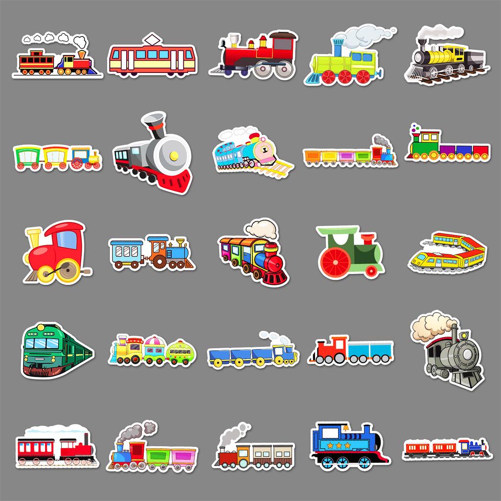 100 Small Train Graffiti Stickers Cartoon Creative Decorative Water Cup Mobile Phone Case Toy Stickers