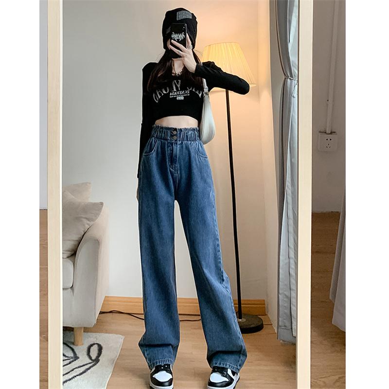Trend Vintage Autumn Winter Warm HighWaist Pants Streetwear Korean Baggy Female Straight Wide leg trousers Women's Commuting wind