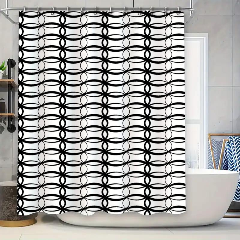 

Black White Geometric Shower Curtain For Bathroom Decor Modern Pattern Waterproof Fabric Size 72 X 72 W60H190(CM)-1 Pcs