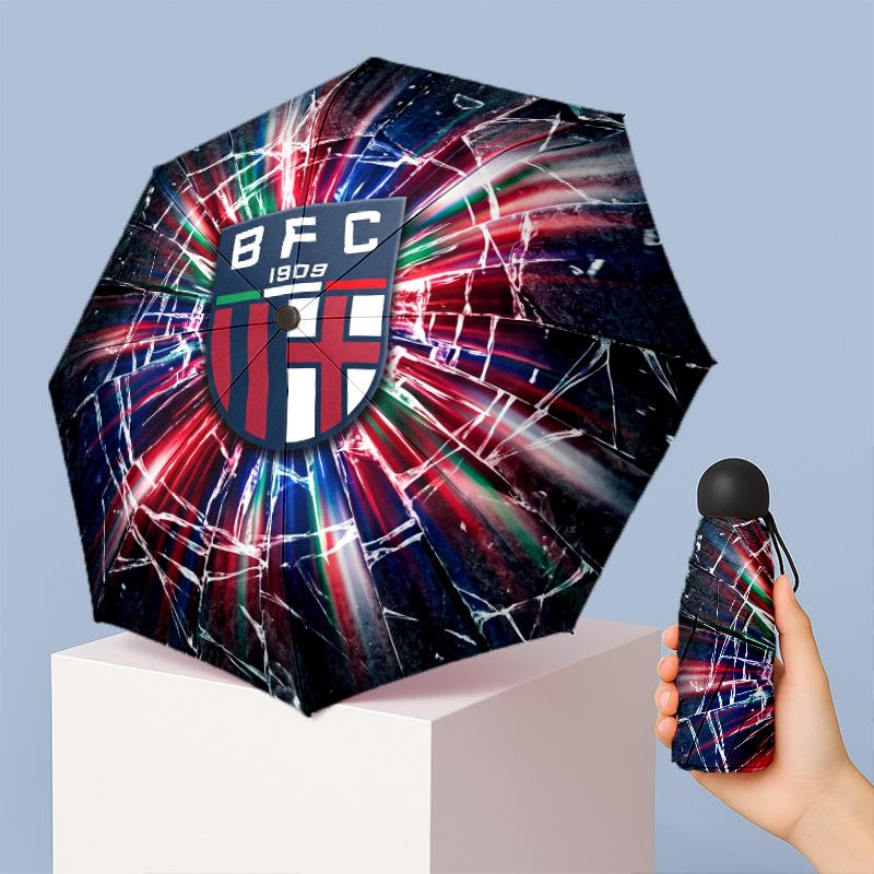 Bologna FC Mini 5 Fold Pocket Umbrella Compact Lightweight Anti UV Rain Sun Protection Umbrella Portable Travel Umbrella