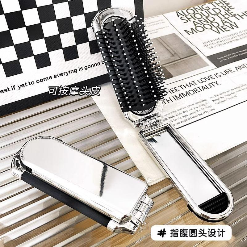 Honeyfluff - Plastic Foldable Hair Brush with Mirror