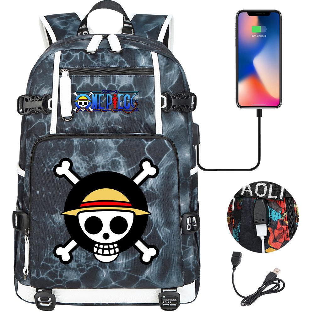 Anime Skull Print Large Capacity Backpack for Teens Students Casual Travel Daypack Lightweight Waterproof