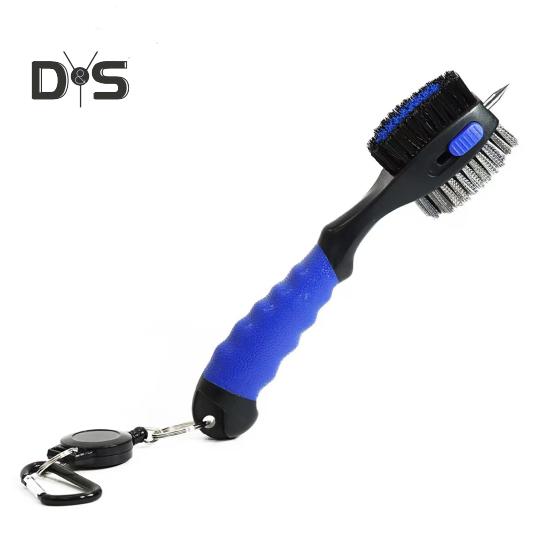 

Щітка для гольф-клубу Інструмент для чищення гольф-клубів з висувною зиплайном та алюмінієвим карабіном Аксесуар для чищення гольф-клубів