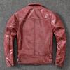 Retro Top Layer Cowhide Leather New Genuine Leather Jacket Men's Motorcycle Suit Lapel Burgundy Leather Jacket