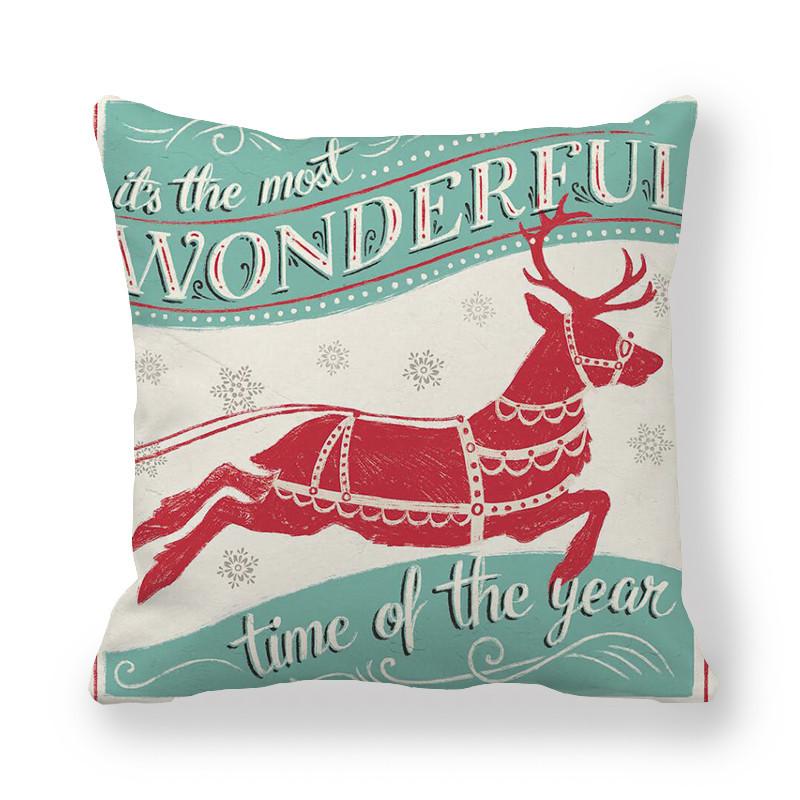 Red Car Christmas Tree Santa Cushion Cover Christmas Pillowcase Home Sofa Chair Bed Pillowcase