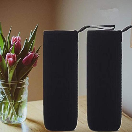Insulated Neoprene Water Bottle Cover, 750ml Water Bottle Case, Bottle Cover Holder (750ml - 2 Pack, Black)