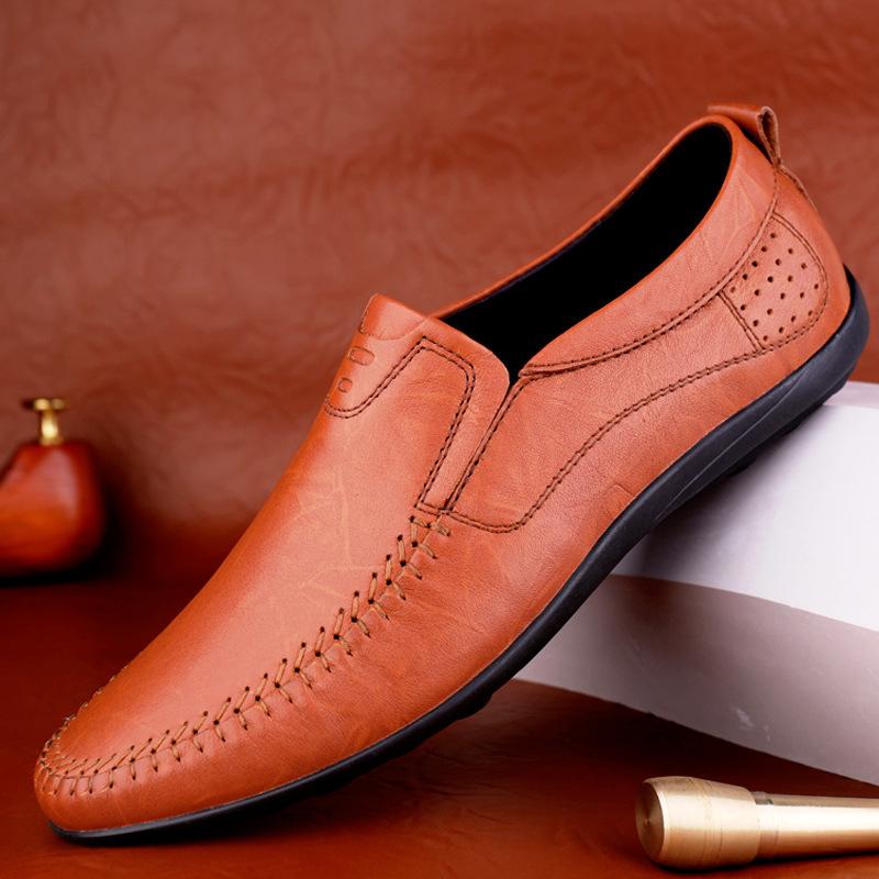 Chaussures en cuir business casual chaussures de conduite en cuir à surface douce cuir respirant printemps chaussures à semelle souple bonnet