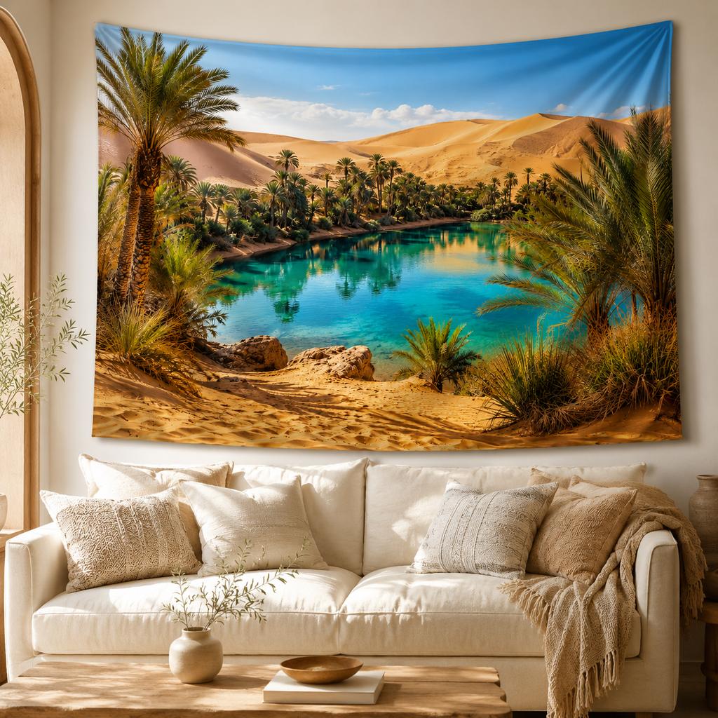 Beautiful Desert Scenery Tapestry Wall Hanging Large Oasis Nature Landscape Tapestries Aesthetic Room Decor for Bedroom