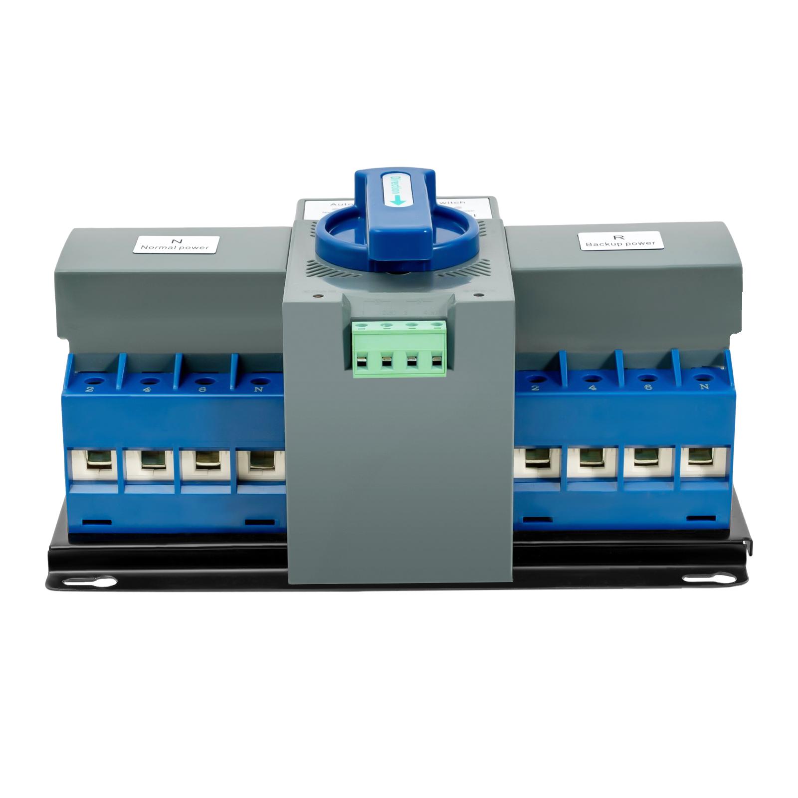 

Dual Power Automatic Transfer Switch 63A AC110V Automatic & Manual Mode with Indicator Light for Generator Solar Power Home Shop