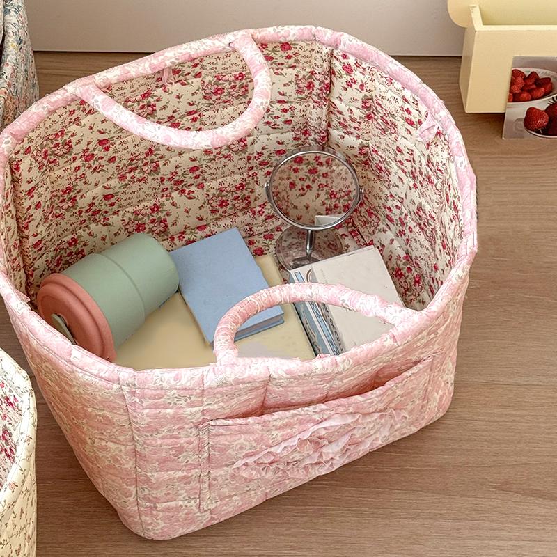 1PC Laundry Hamper Foldable Floral Design Lightweight Fabric Ins Style Miscellaneous Baskets Cute Storage Basket Sweet 32x26x25cm