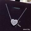 Hollow Heart Mixed Baguette and Round Stone Halo Pendant Women Cable Chain Clavicle Necklace