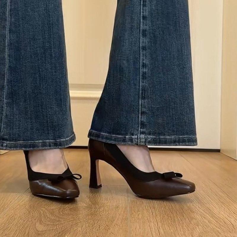 Fashion Retro Round Toe Elegant High Heels Ladies Cross Straps Shallow Fashion Designer Party Dress Shoes Women Pumps Zapatos De Mujer