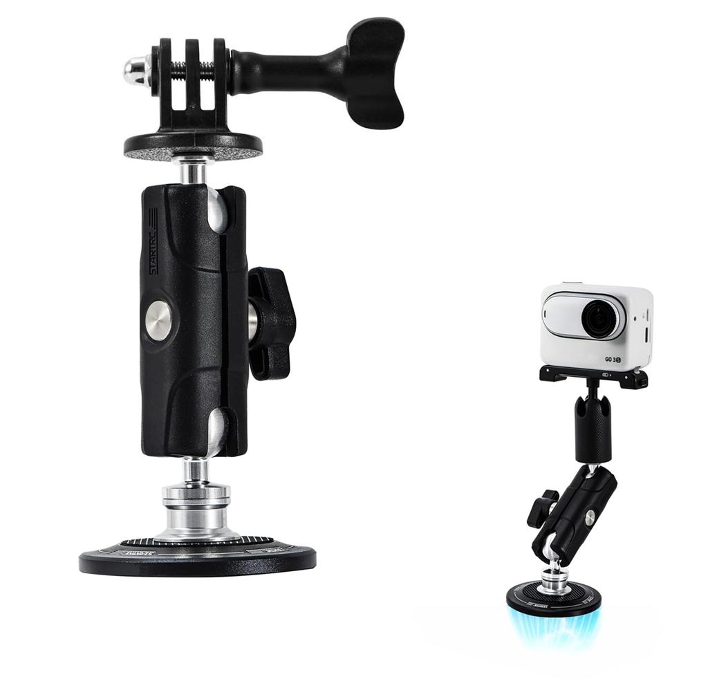 SHEAWA Camera Magnetic Mount Mount Adapter with 6 Powerful Aluminum ABS Rotating Double Ball Head for Insta360 GO Osmo Magnetic Accessory Base,